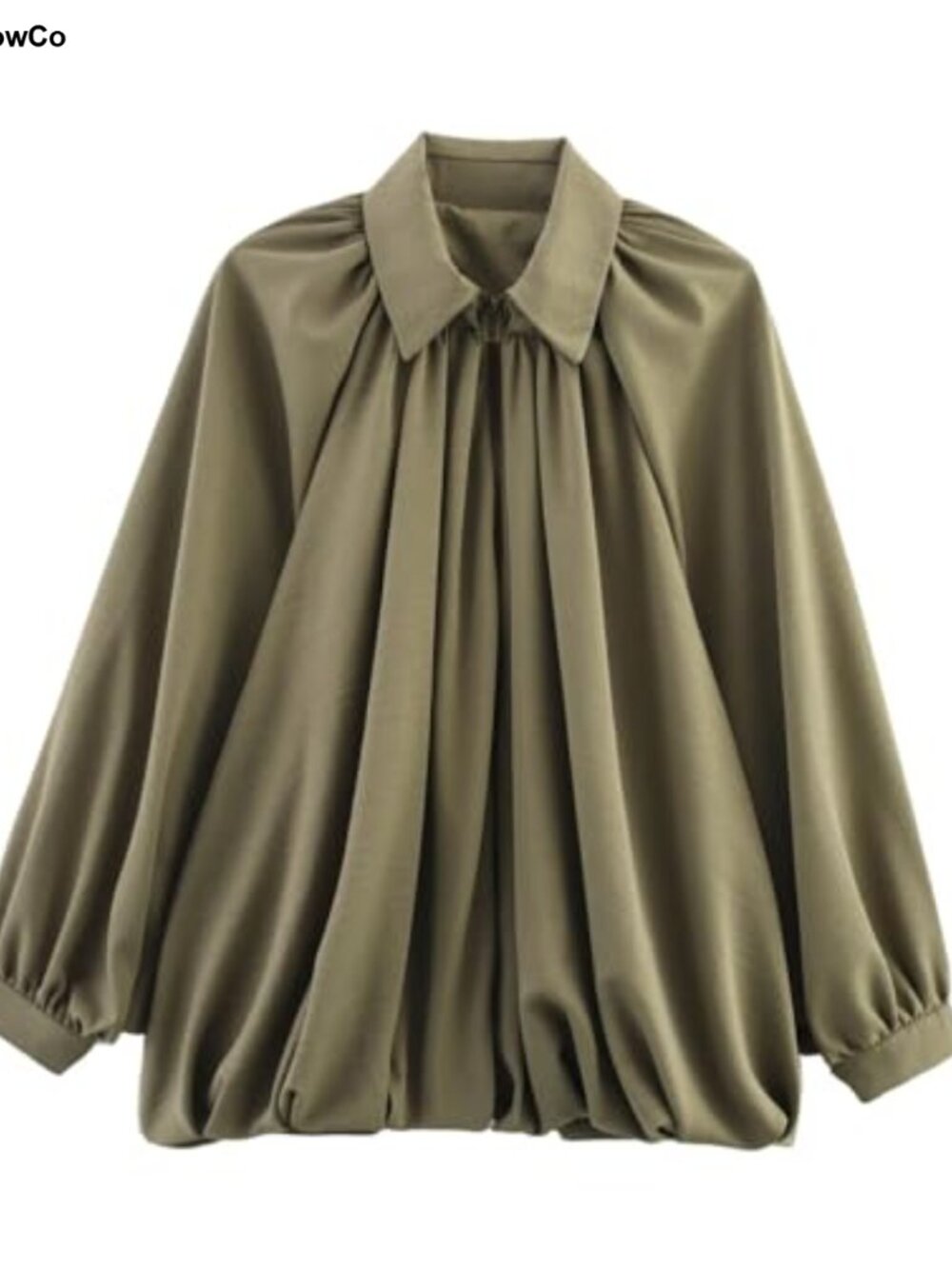 Womens Padded Puff Sleeve Bomber Jacket Zip Front Pleated Casual Oversized